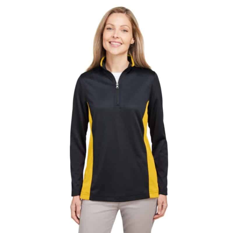 Custom Harriton Ladies' Flash Snag Protection Plus IL Colorblock Quarter-Zip