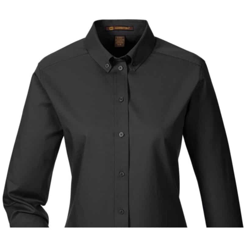 Custom Harriton Ladies' Foundation 100% Cotton Long-Sleeve Twill Shirt With Teflon™ - 4