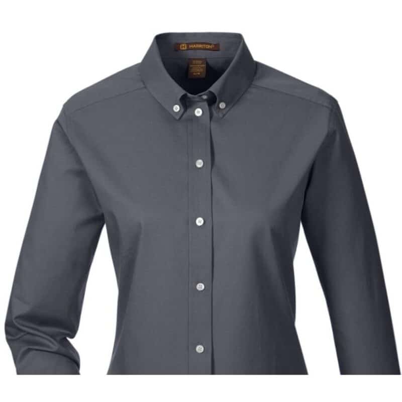 Custom Harriton Ladies' Foundation 100% Cotton Long-Sleeve Twill Shirt With Teflon™ - 5