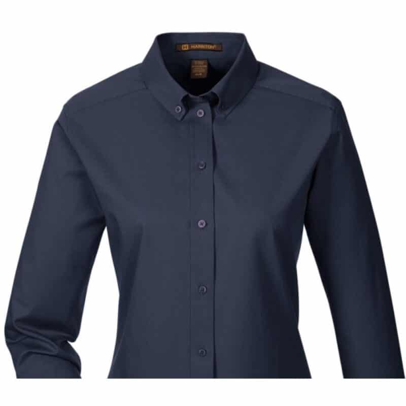 Custom Harriton Ladies' Foundation 100% Cotton Long-Sleeve Twill Shirt With Teflon™ - 6