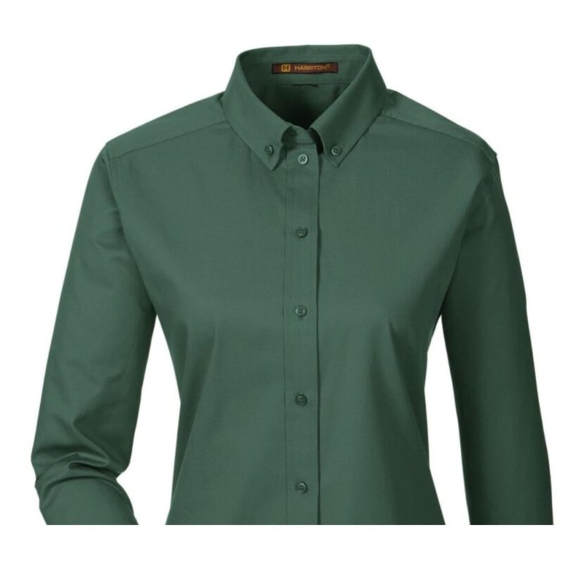 Custom Harriton Ladies' Foundation 100% Cotton Long-Sleeve Twill Shirt With Teflon™ - 8