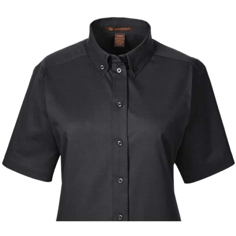 Custom Harriton Ladies' Foundation 100% Cotton Short-Sleeve Twill Shirt With Teflon™ - 3