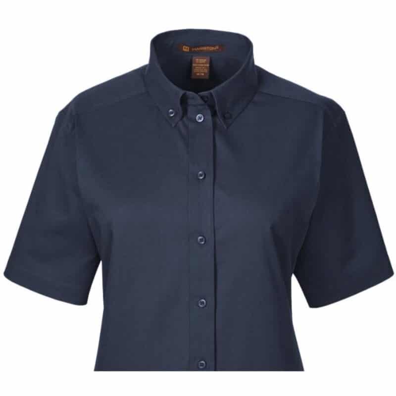Custom Harriton Ladies' Foundation 100% Cotton Short-Sleeve Twill Shirt With Teflon™ - 4