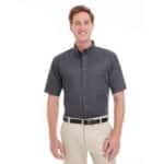 Custom Harriton Men's Foundation 100% Cotton Short-Sleeve Twill Shirt With Teflon™ - 2