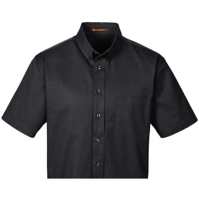 Custom Harriton Men's Foundation 100% Cotton Short-Sleeve Twill Shirt With Teflon™ - 3