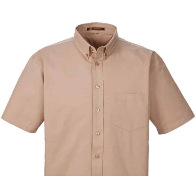 Custom Harriton Men's Foundation 100% Cotton Short-Sleeve Twill Shirt With Teflon™ - 8