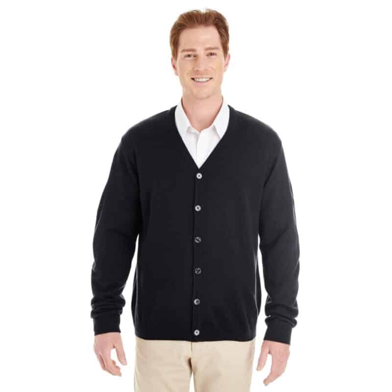 Custom Harriton Men's Pilbloc™ V-Neck Button Cardigan Sweater - 1