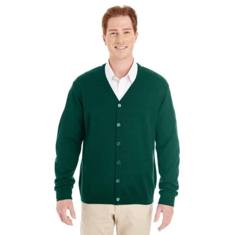 Custom Harriton Men's Pilbloc™ V-Neck Button Cardigan Sweater