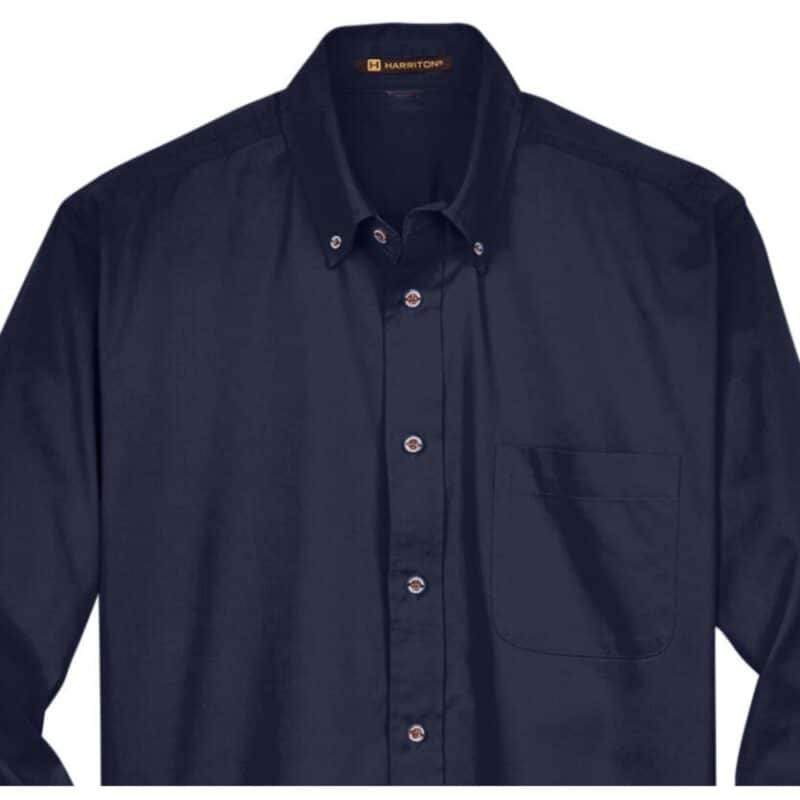 Custom Harriton Men's Tall Easy Blend™ Long-Sleeve Twill Shirt With Stain-Release - 7