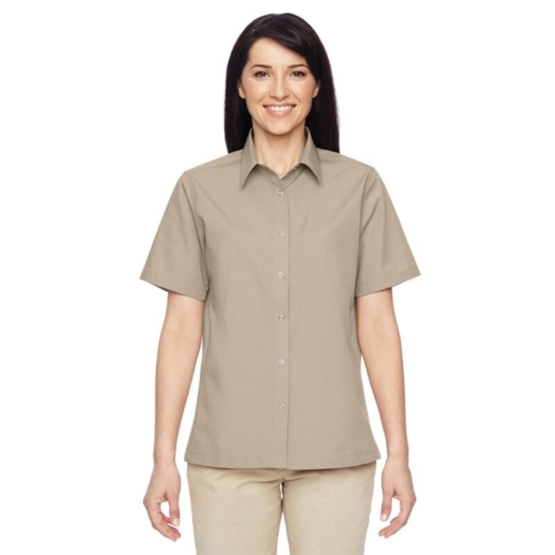Custom Harriton Ladies' Advantage Snap Closure Short-Sleeve Shirt