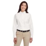 Custom Harriton Ladies' Foundation 100% Cotton Long-Sleeve Twill Shirt With Teflon™ - 1