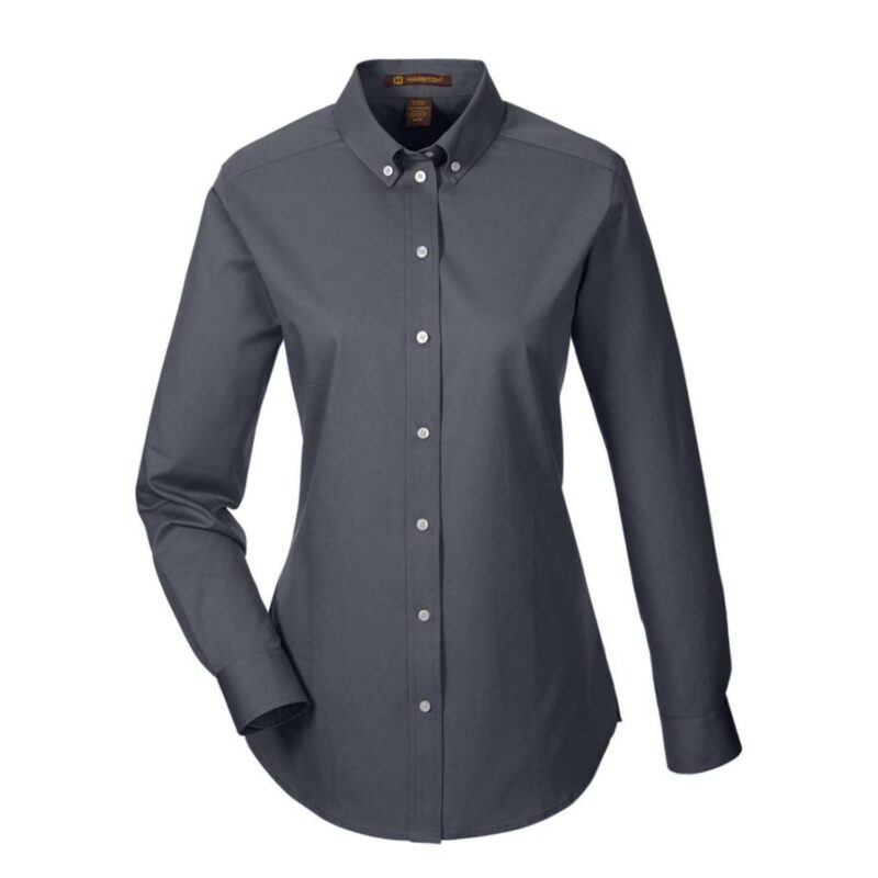Custom Harriton Ladies' Foundation 100% Cotton Long-Sleeve Twill Shirt With Teflon™ - 3