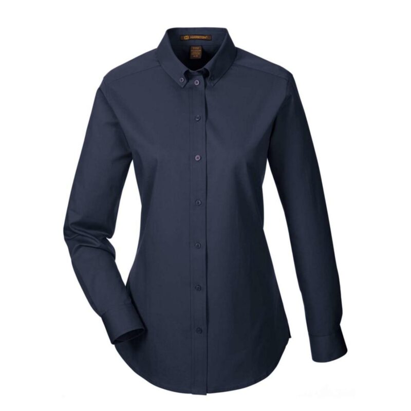 Custom Harriton Ladies' Foundation 100% Cotton Long-Sleeve Twill Shirt With Teflon™ - 4