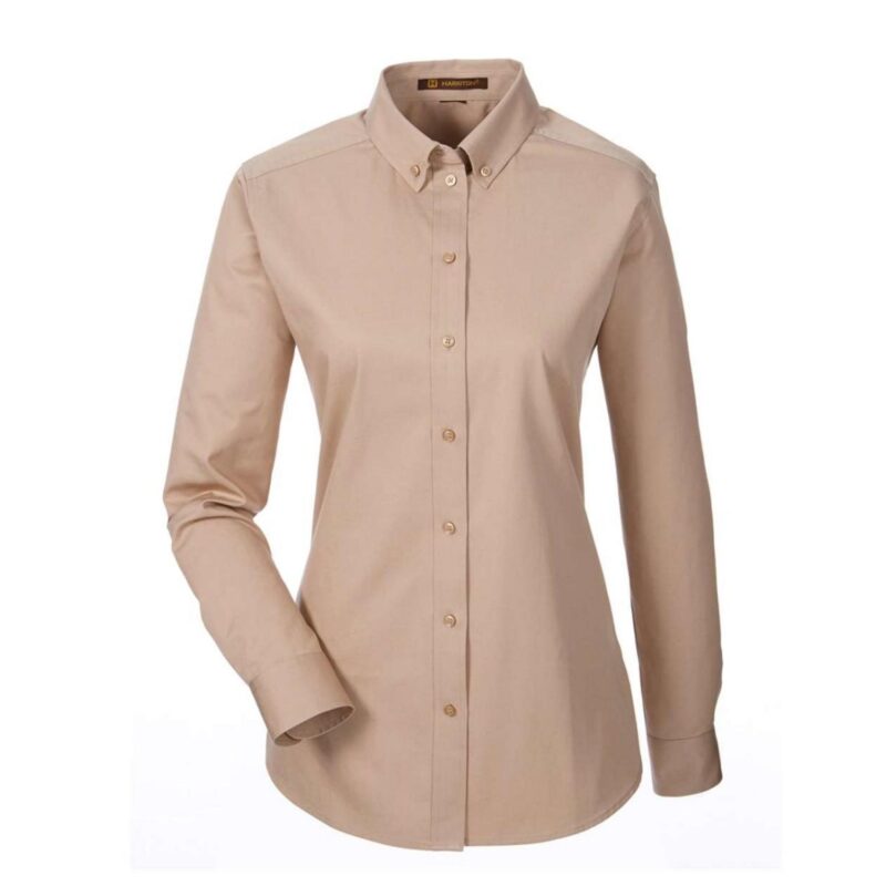 Custom Harriton Ladies' Foundation 100% Cotton Long-Sleeve Twill Shirt With Teflon™ - 6