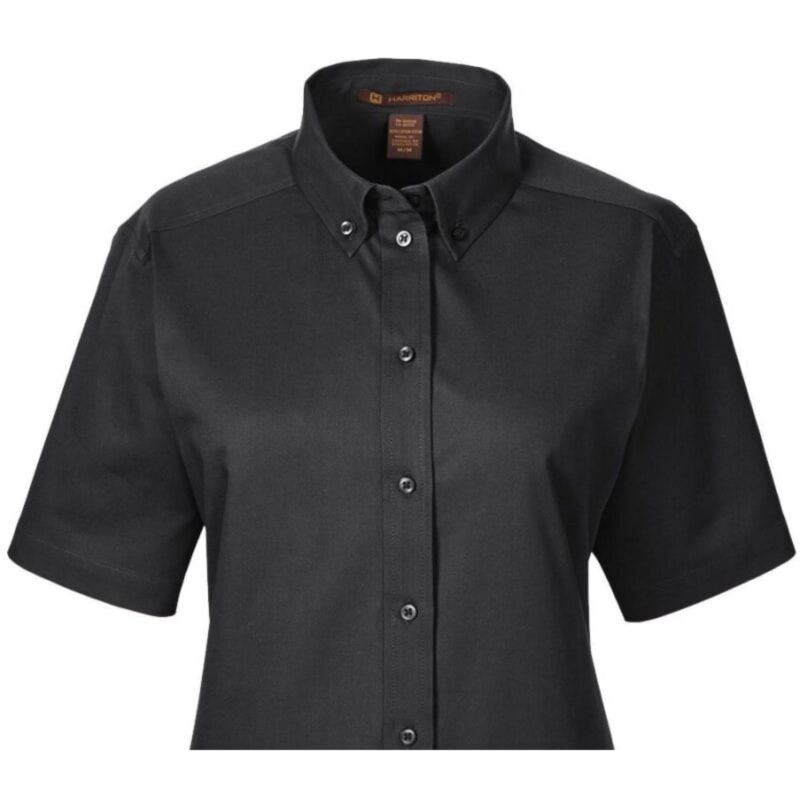 Custom Harriton Ladies' Foundation 100% Cotton Short-Sleeve Twill Shirt With Teflon™ - 3