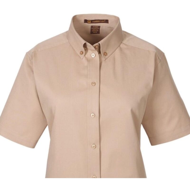 Custom Harriton Ladies' Foundation 100% Cotton Short-Sleeve Twill Shirt With Teflon™ - 5
