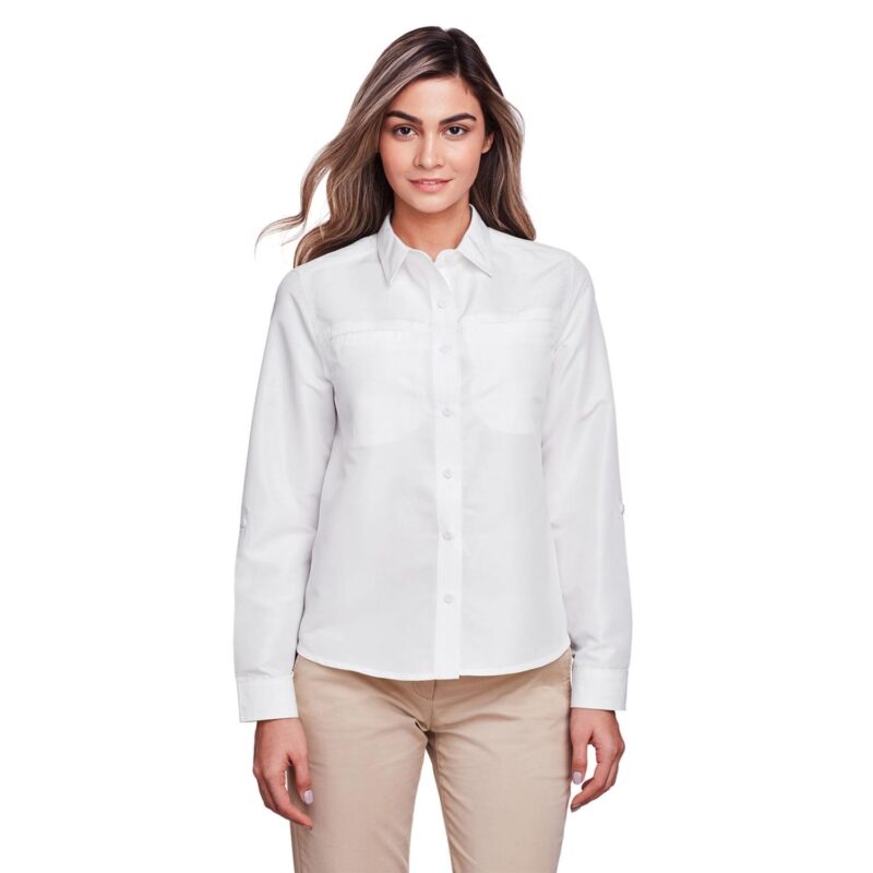 Custom Harriton Ladies' Key West Long-Sleeve Performance Staff Shirt - 1