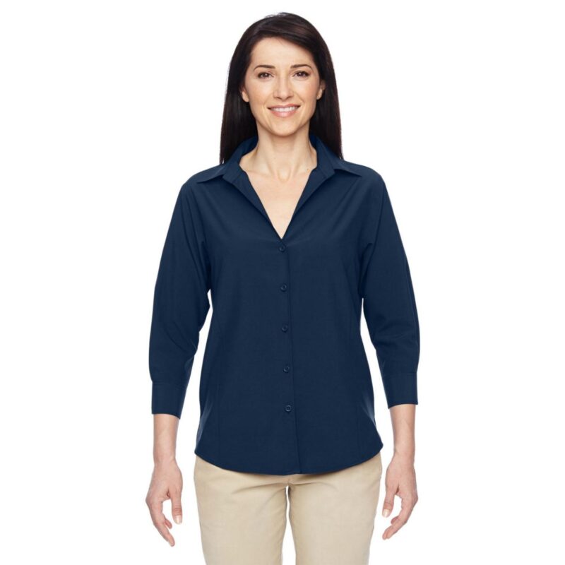 Custom Harriton Ladies' Paradise 3/4-Sleeve Performance Shirt - 2