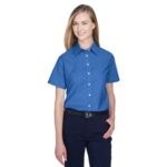 Custom Harriton Ladies' Short-Sleeve Oxford With Stain-Release - 1