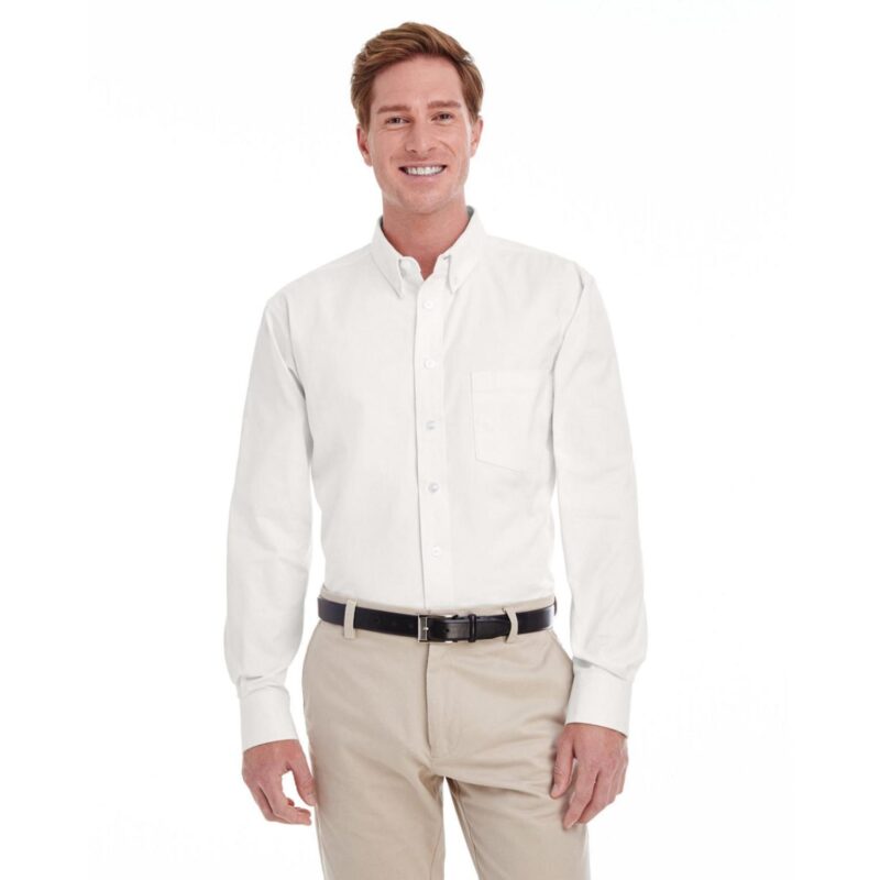 Custom Harriton Men's Foundation 100% Cotton Long-Sleeve Twill Shirt With Teflon™ - 1