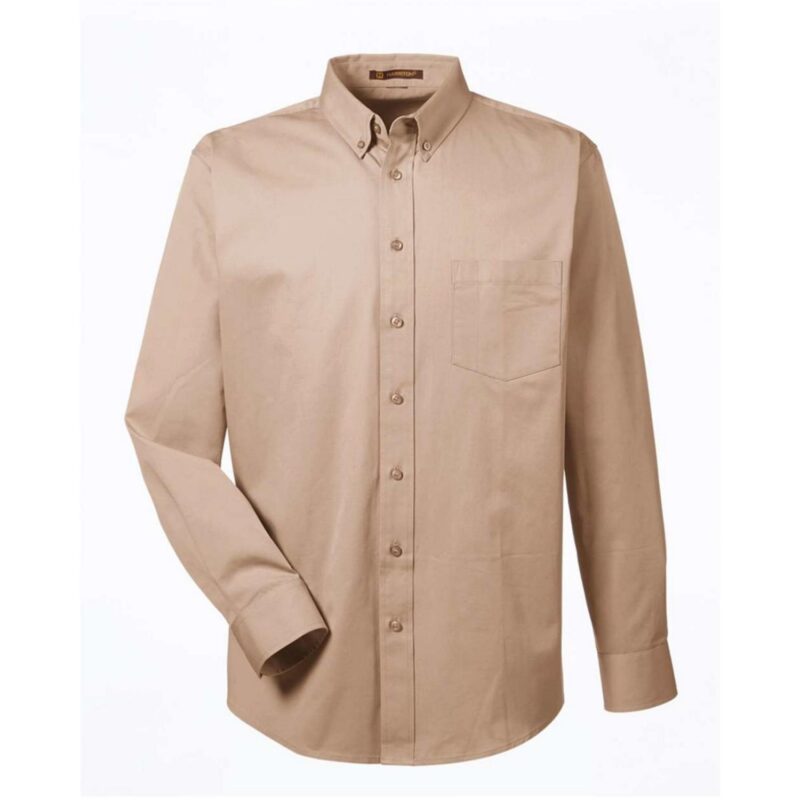 Custom Harriton Men's Foundation 100% Cotton Long-Sleeve Twill Shirt With Teflon™ - 6