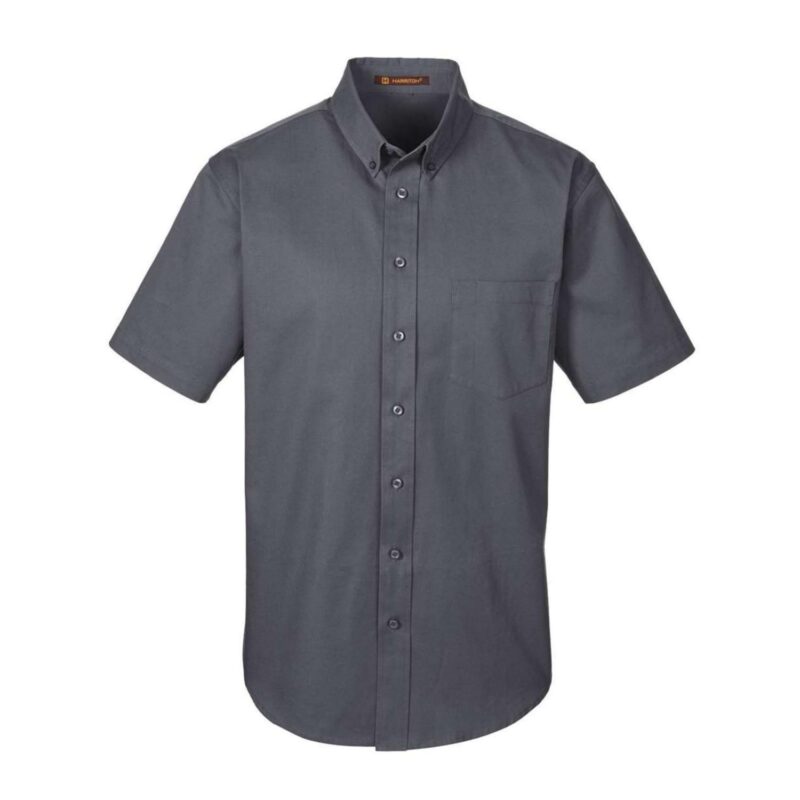 Custom Harriton Men's Foundation 100% Cotton Short-Sleeve Twill Shirt With Teflon™ - 3