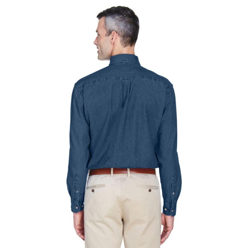 Custom Harriton Men's Tall 6.5 Oz. Long-Sleeve Denim Shirt - 2
