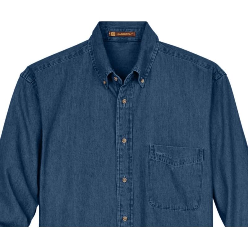 Custom Harriton Men's Tall 6.5 Oz. Long-Sleeve Denim Shirt - 3