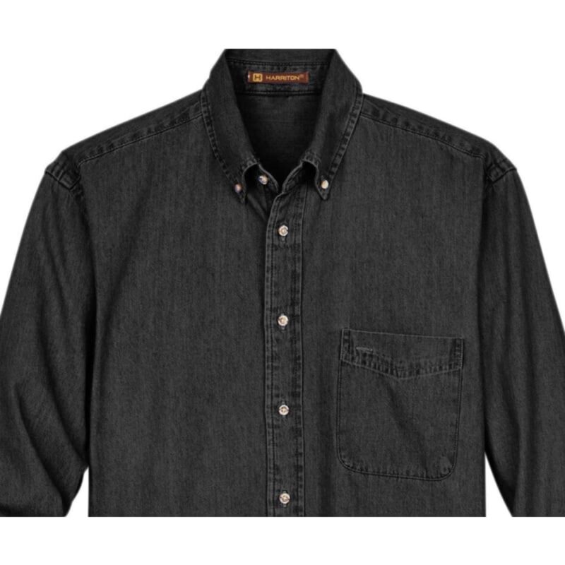 Custom Harriton Men's Tall 6.5 Oz. Long-Sleeve Denim Shirt - 5