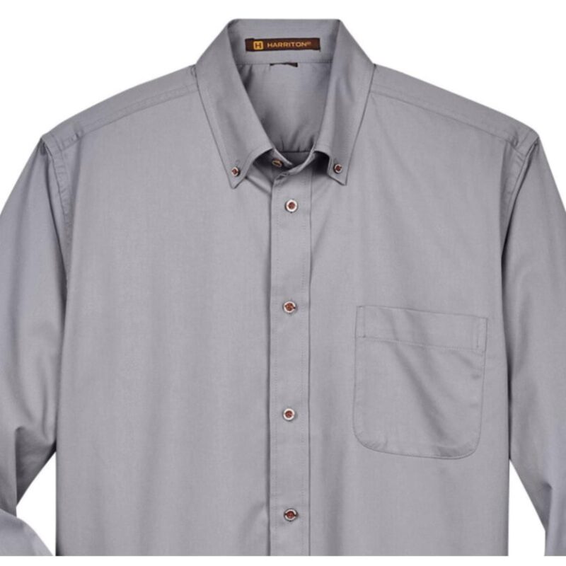 Custom Harriton Men's Tall Easy Blend™ Long-Sleeve Twill Shirt With Stain-Release - 5